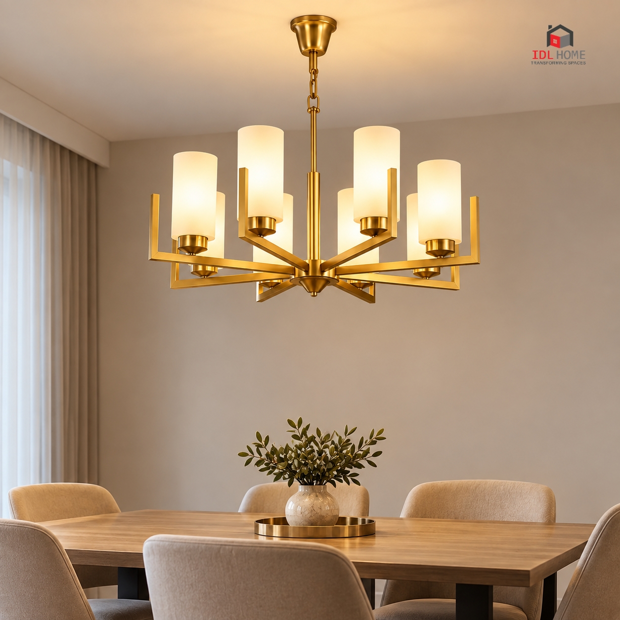 Frosted glass cylinder chandelier