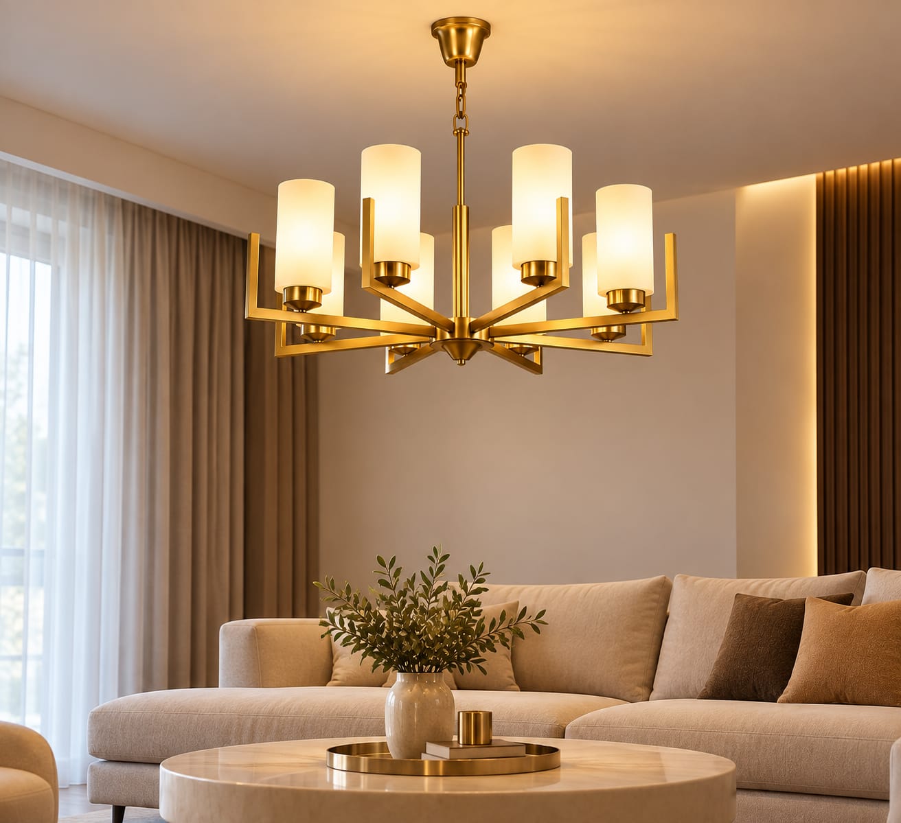 Frosted glass cylinder chandelier