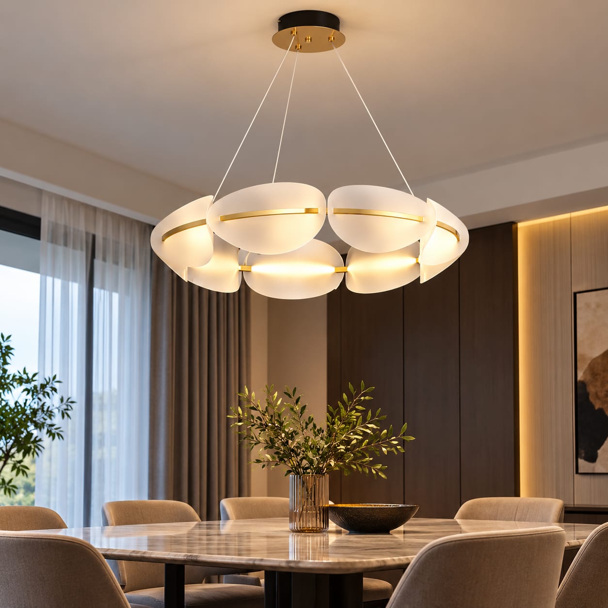 Acrylic petal LED chandelier
