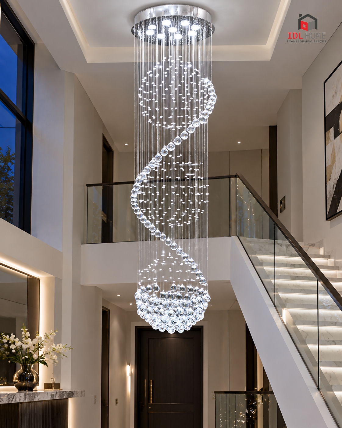 Spiral raindrop K9 crystal chandelier