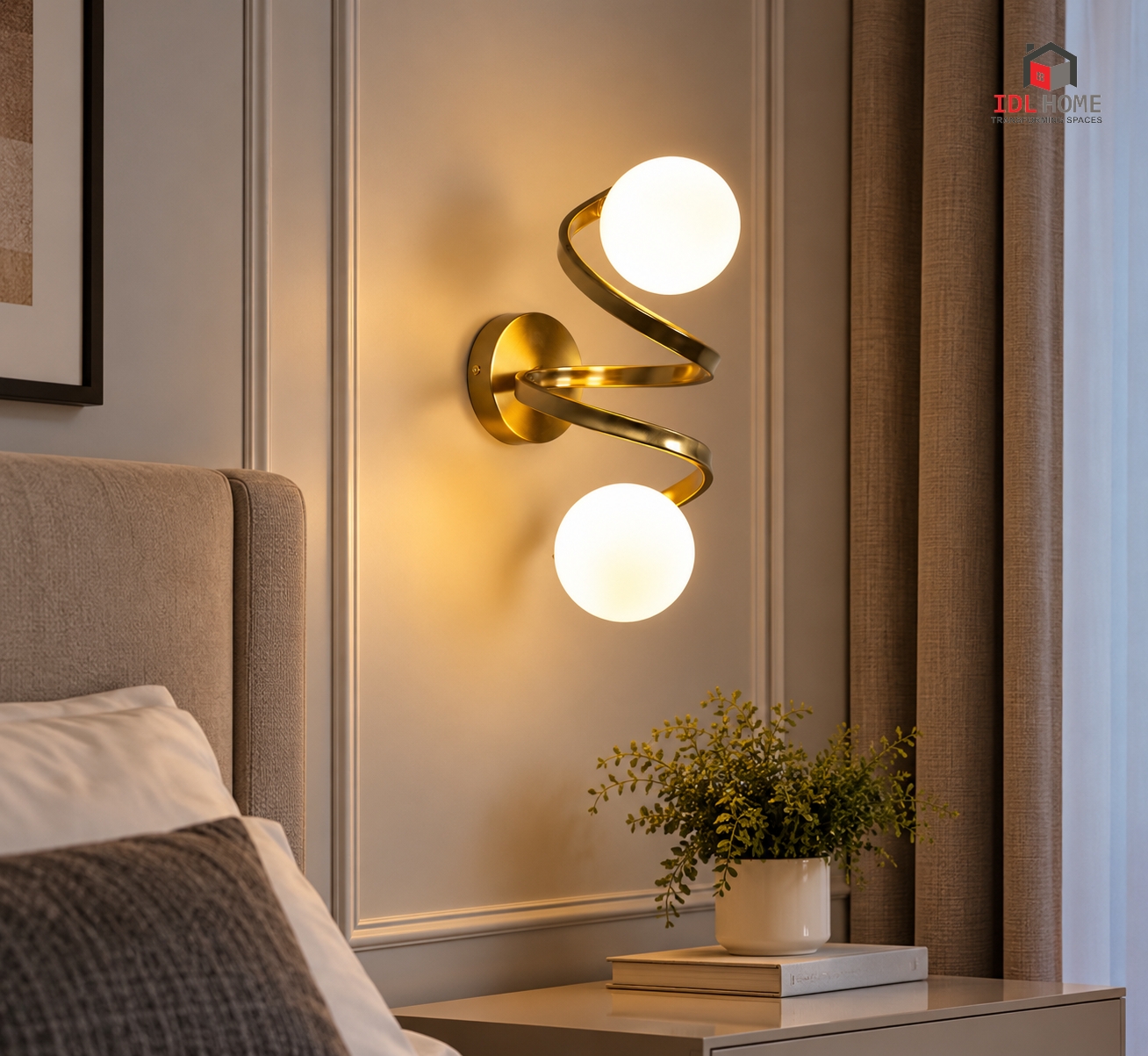 2 Light spiral globe wall light