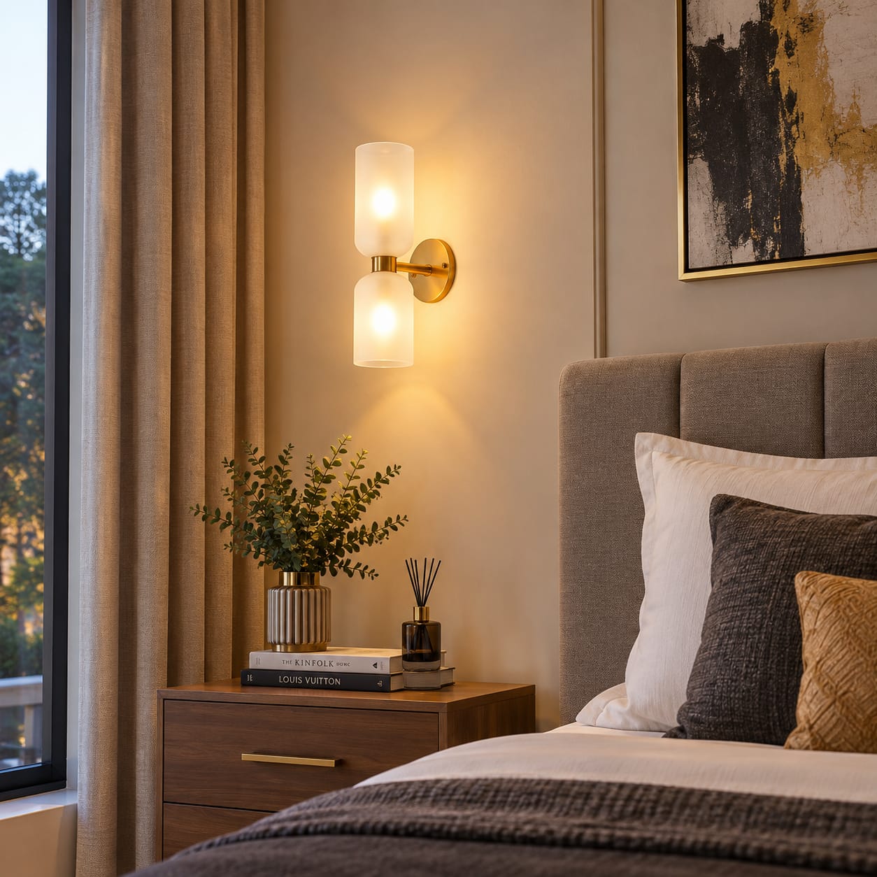 2 Light twin cylinder wall light