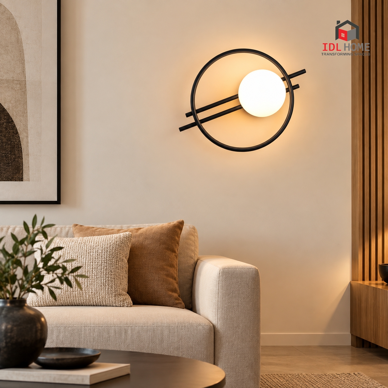 Black Geometric ring wall sonce