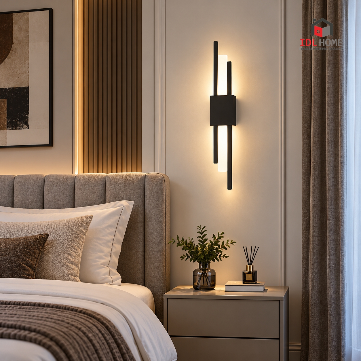 Linear multi-rod LED Wall light {BLACK & GOLD}