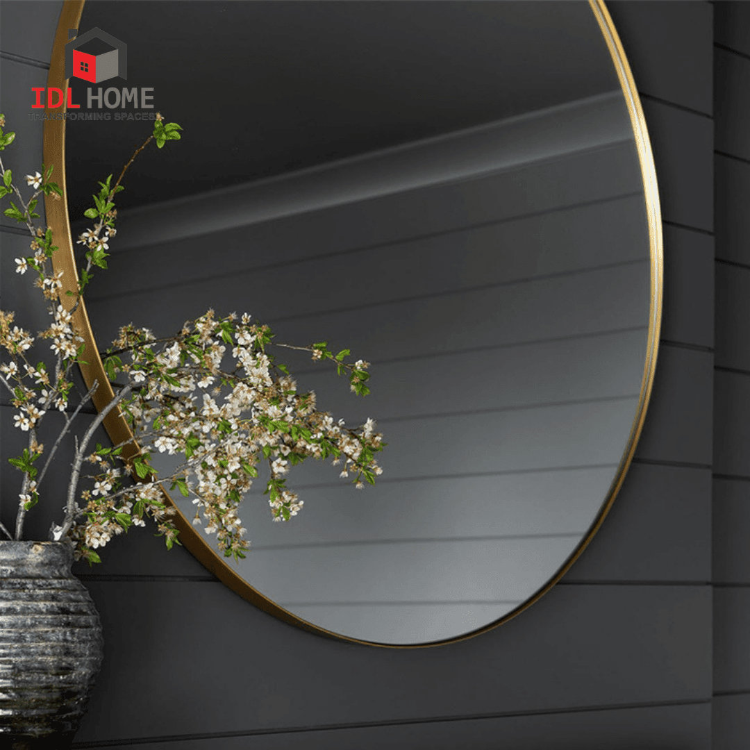 round stainless steel frame mirror