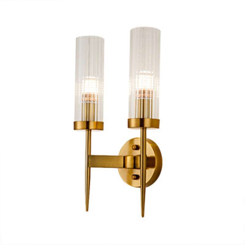 double Fluted modern glass and metal wall lamp