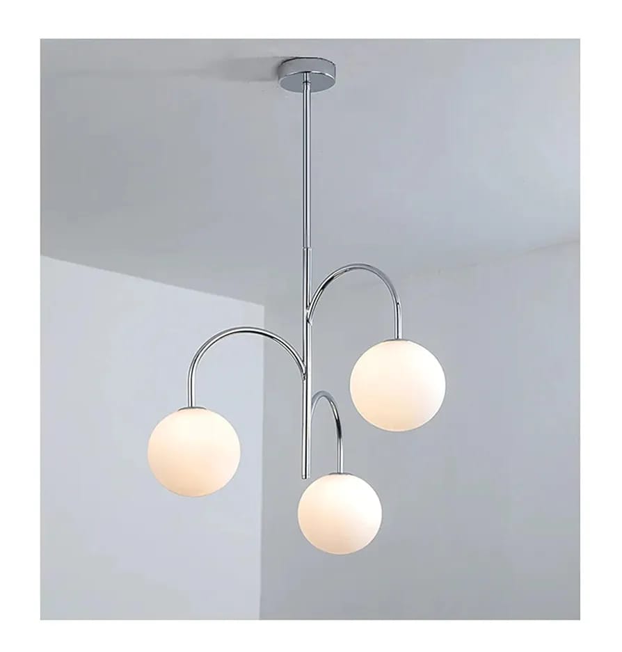 Three-Branch Chrome Pendant Light