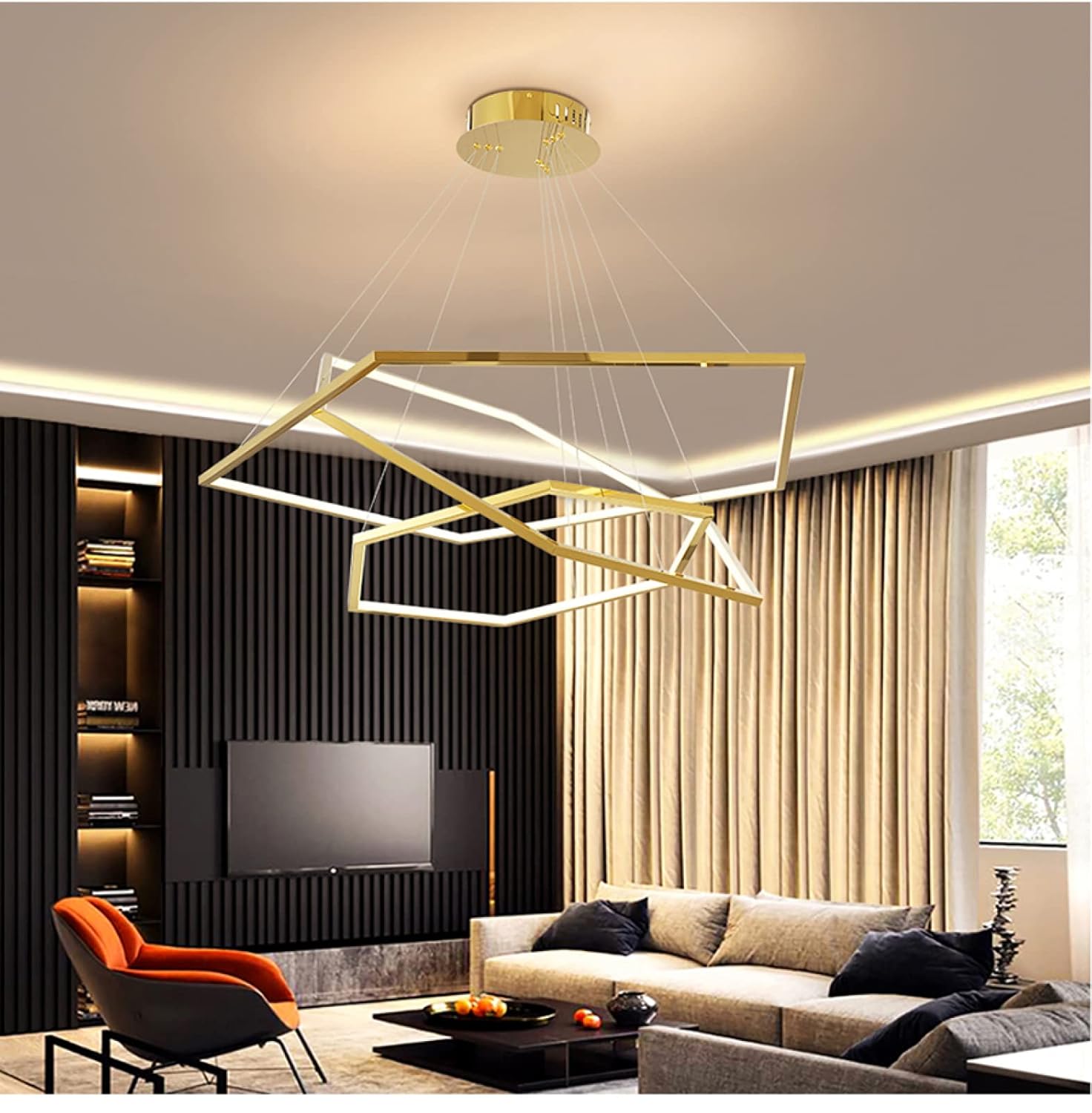 Polygonal Large Rings chandelier-
