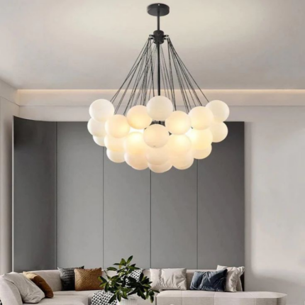 Modern Frosted Glass Globe Bubble Chandelier (BLACK)